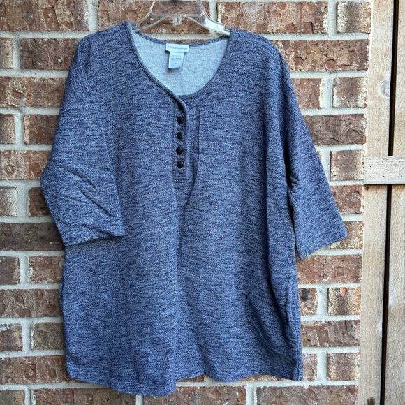 Soft Surroundings Blue Heather Marled French Terry Tunic Top Oversized pockets - Picture 1 of 5